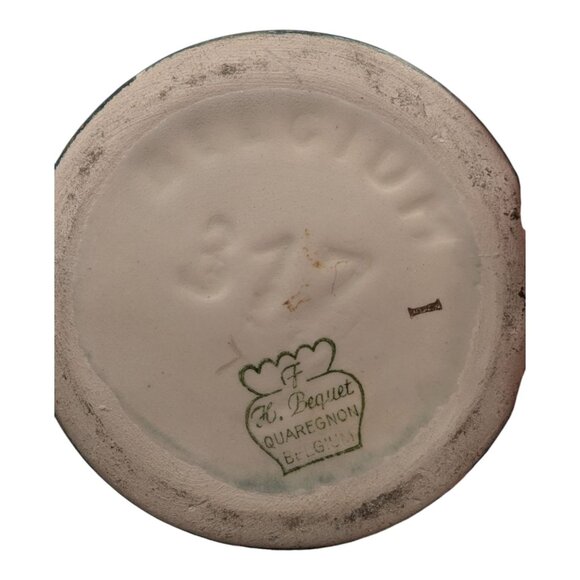 Vintage H. Bequet Quaregnon Belgium Peacock Ceramic Pitcher with Gold Trim - Picture 2 of 11